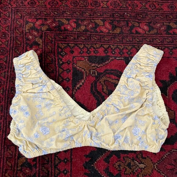 yllw the label Rye Ruched Bra Top & Harmony Linen Skirt in Butter Toile - Picture 7 of 9